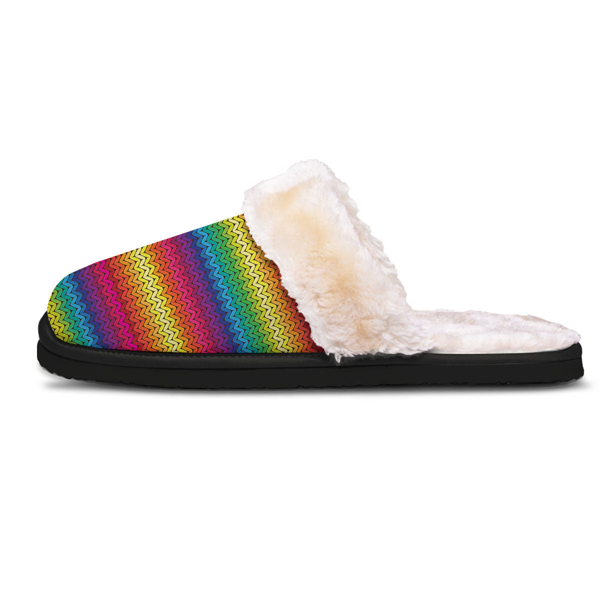 Mexican Rainbow Knitted Print Pattern Slippers-grizzshop