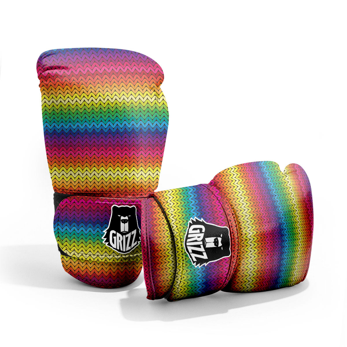 Mexican Rainbow Knitted Print Pattern Pro Boxing Glove