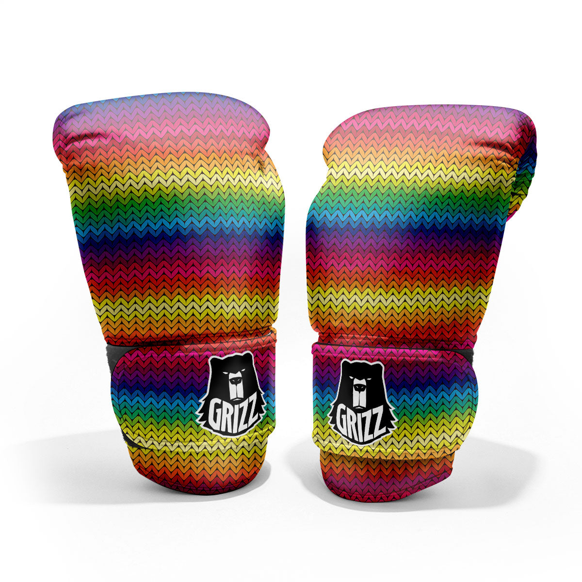 Mexican Rainbow Knitted Print Pattern Pro Boxing Glove