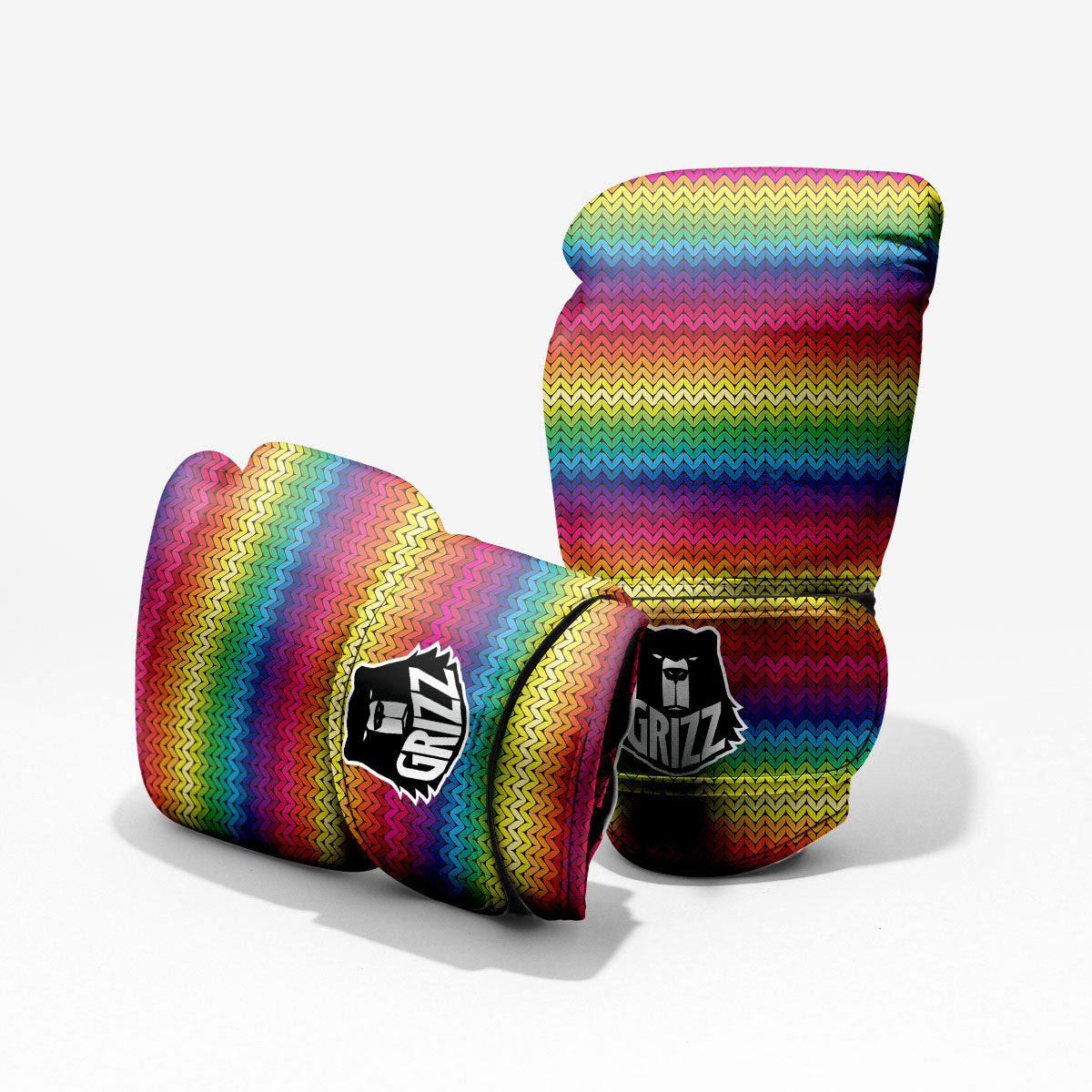 Mexican Rainbow Knitted Print Pattern Pro Boxing Glove