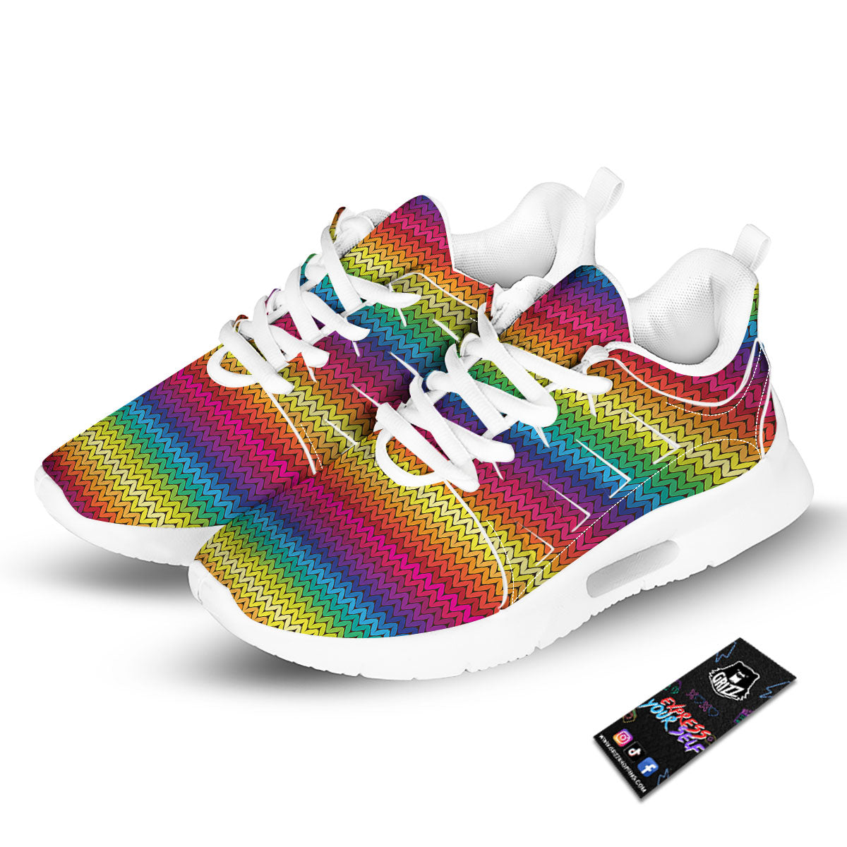 Mexican Rainbow Knitted Print Pattern Tennis Shoes-grizzshop