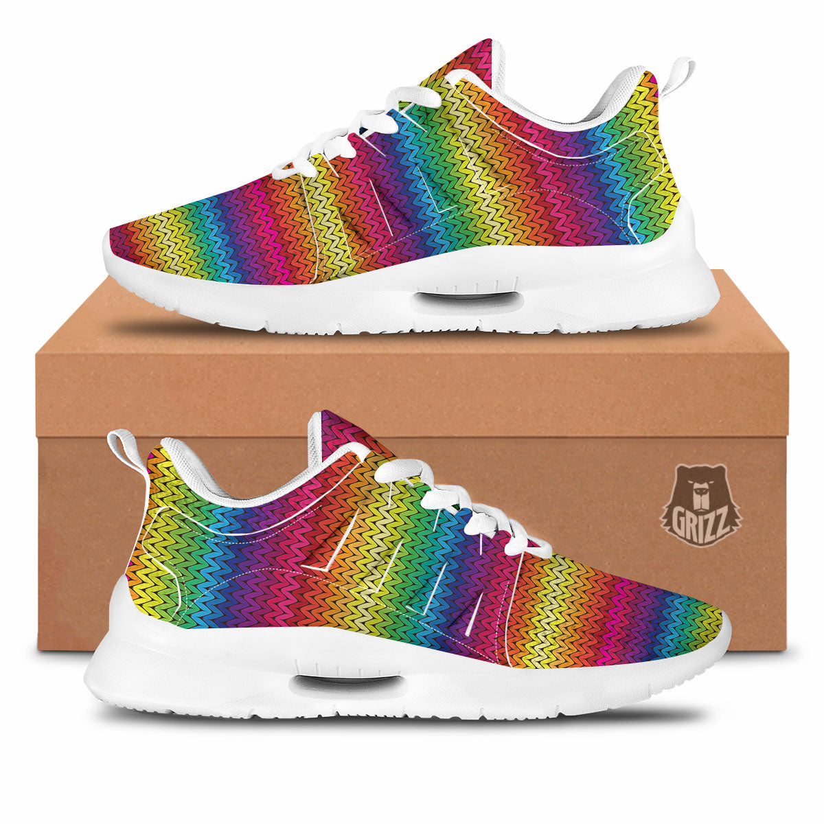 Mexican Rainbow Knitted Print Pattern Tennis Shoes-grizzshop