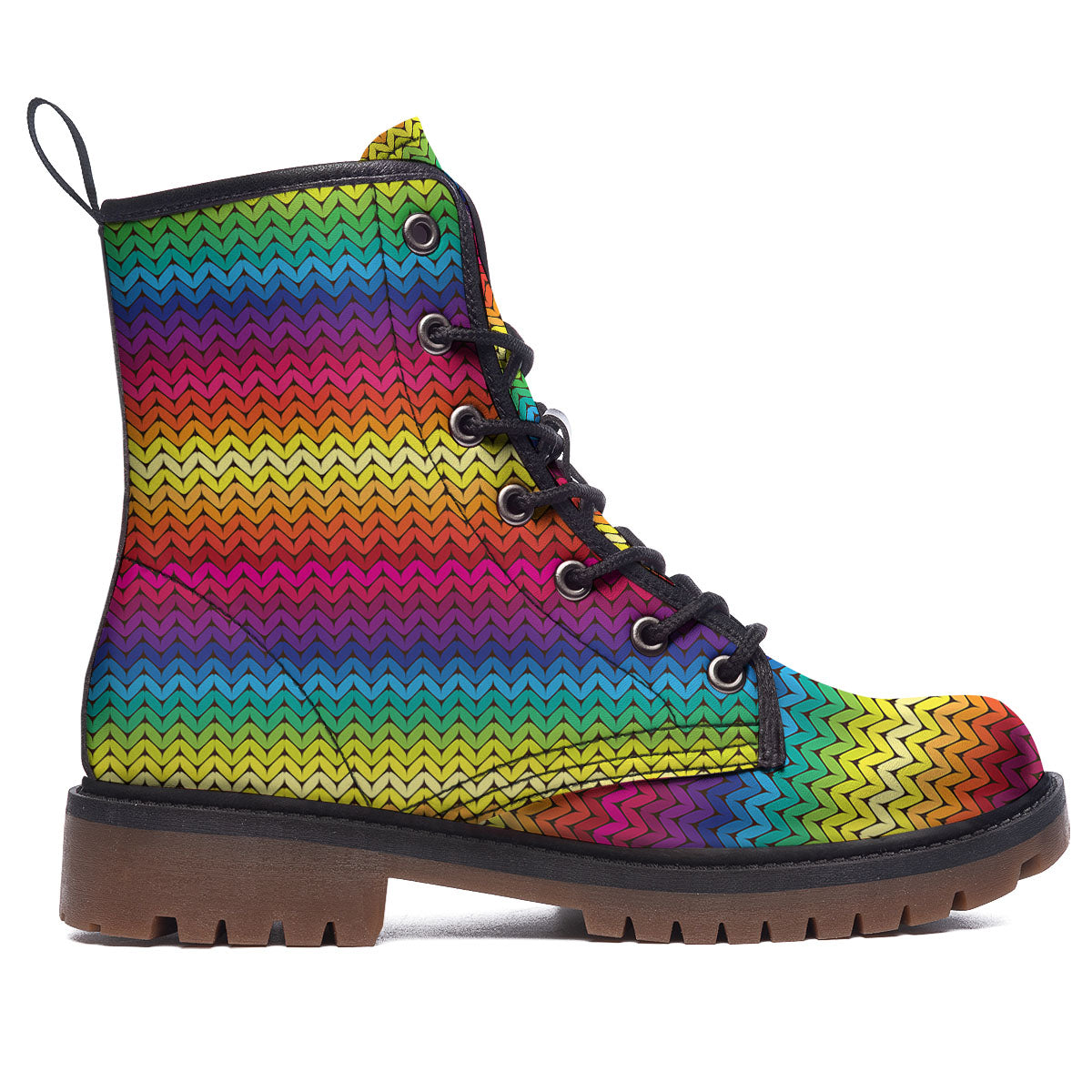Mexican Rainbow Knitted Print Pattern Work Boots-grizzshop