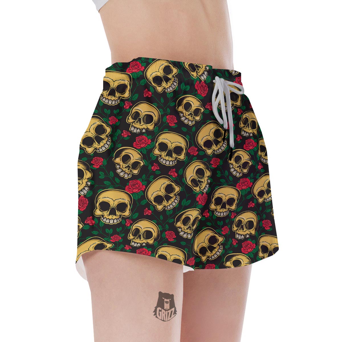 Mexican Rose Skull Women's Shorts-grizzshop