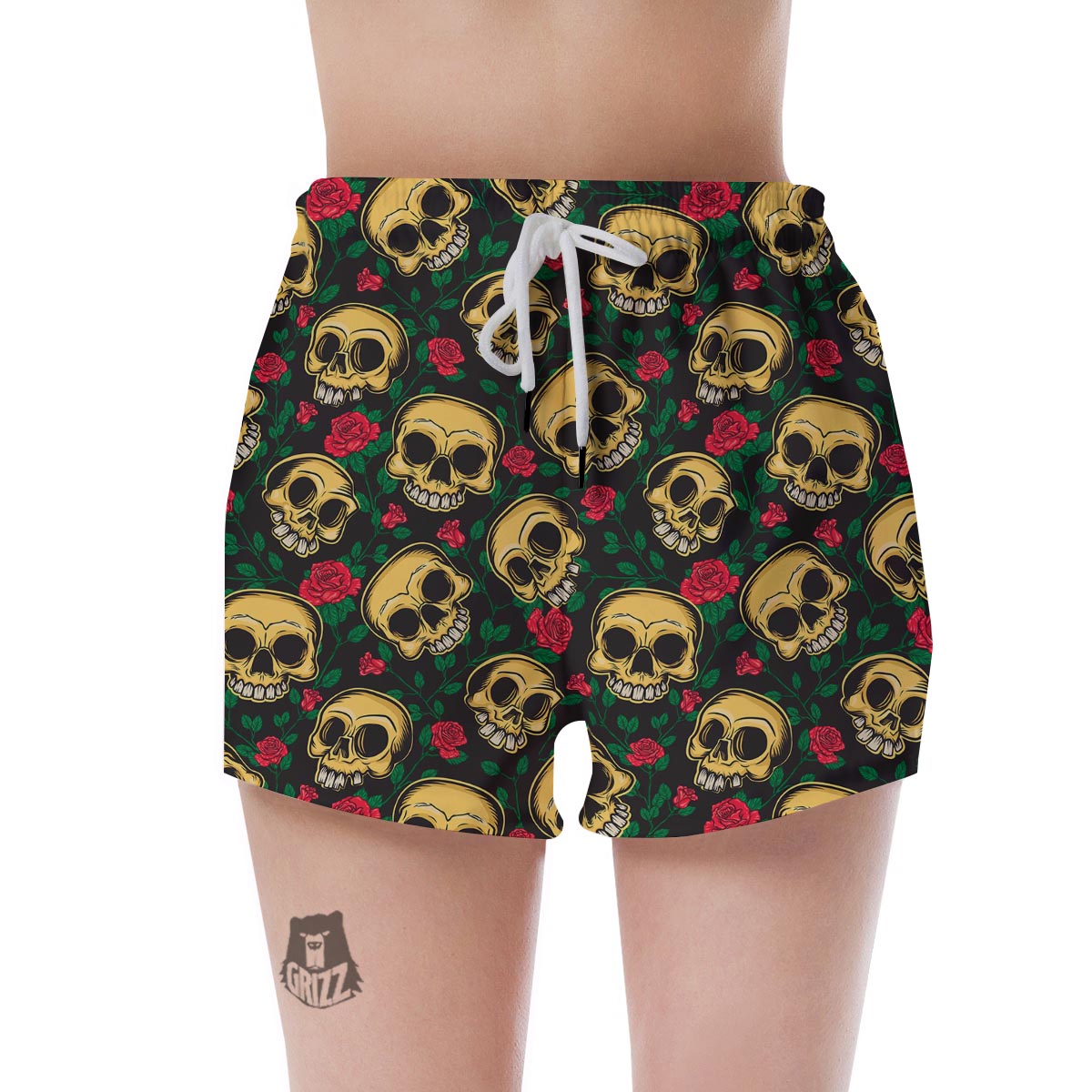 Mexican Rose Skull Women's Shorts-grizzshop