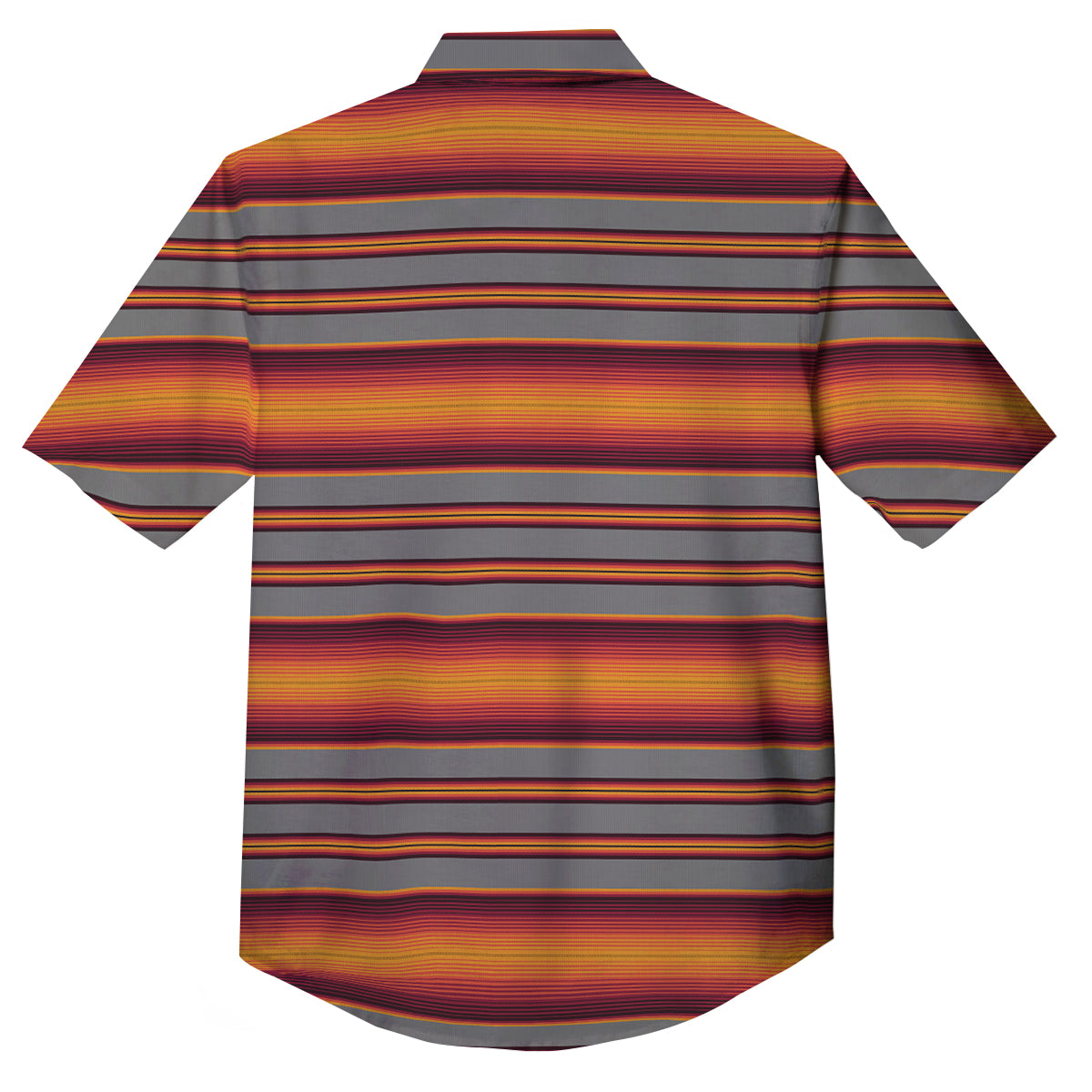 Mexican Serape Grey Orange Print Button Up Shirt-grizzshop