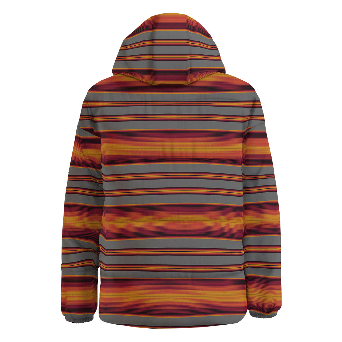 Mexican Serape Grey Orange Print Down Jacket-grizzshop