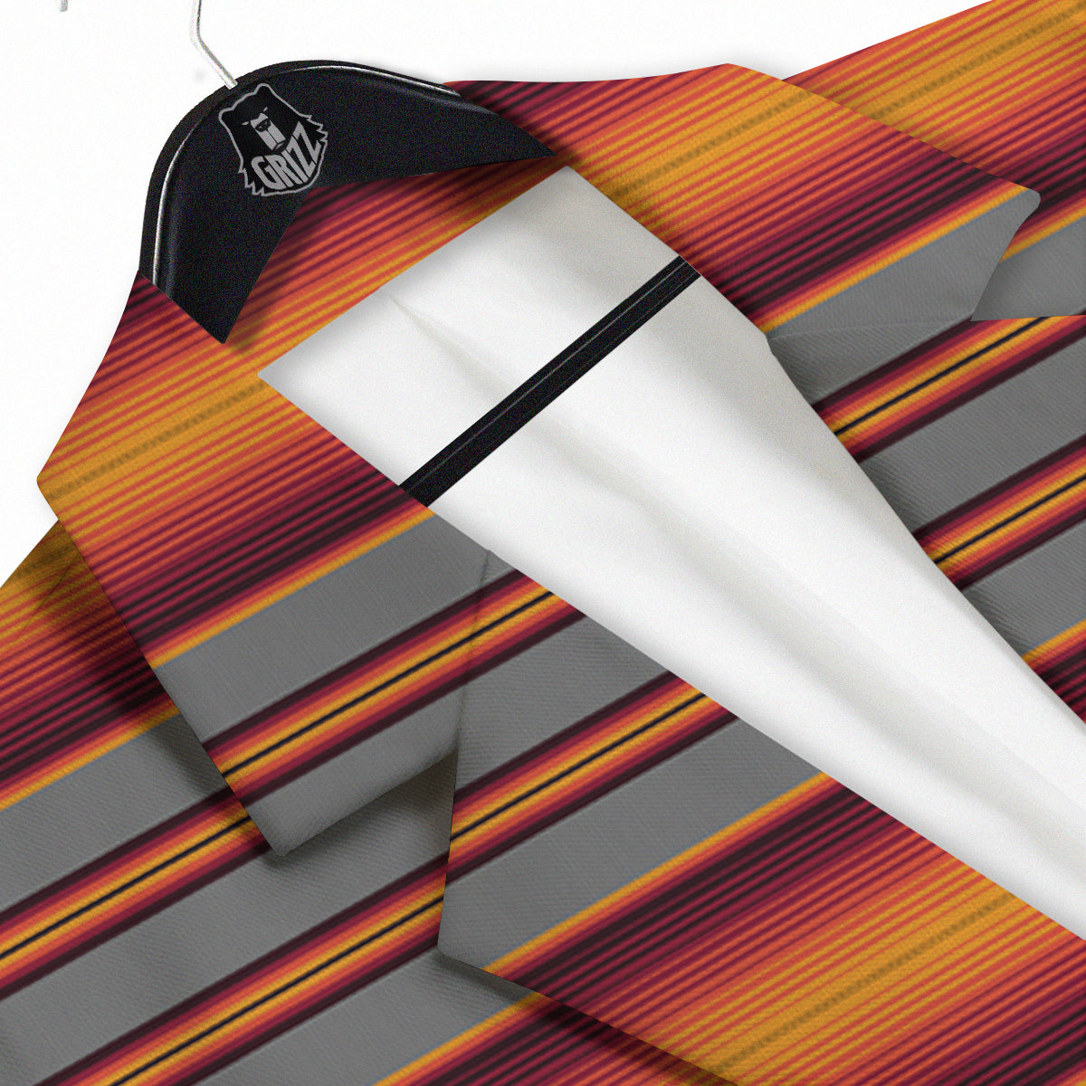 Mexican Serape Grey Orange Print Men's Sport Coat-grizzshop