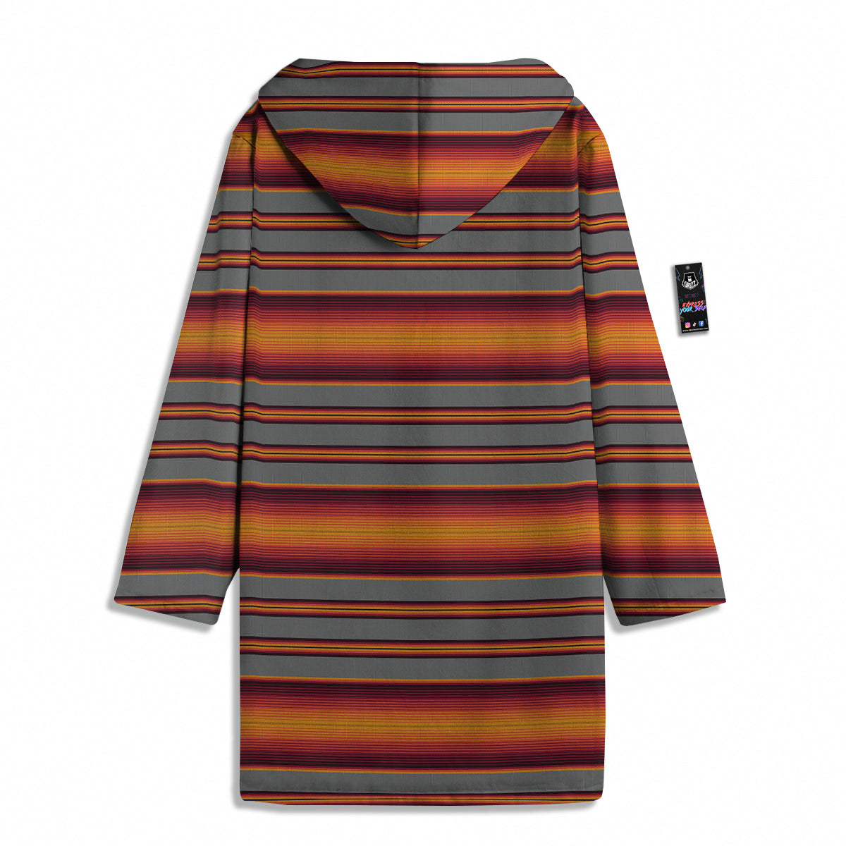 Mexican Serape Grey Orange Print Men's Windbreaker Jacket-grizzshop