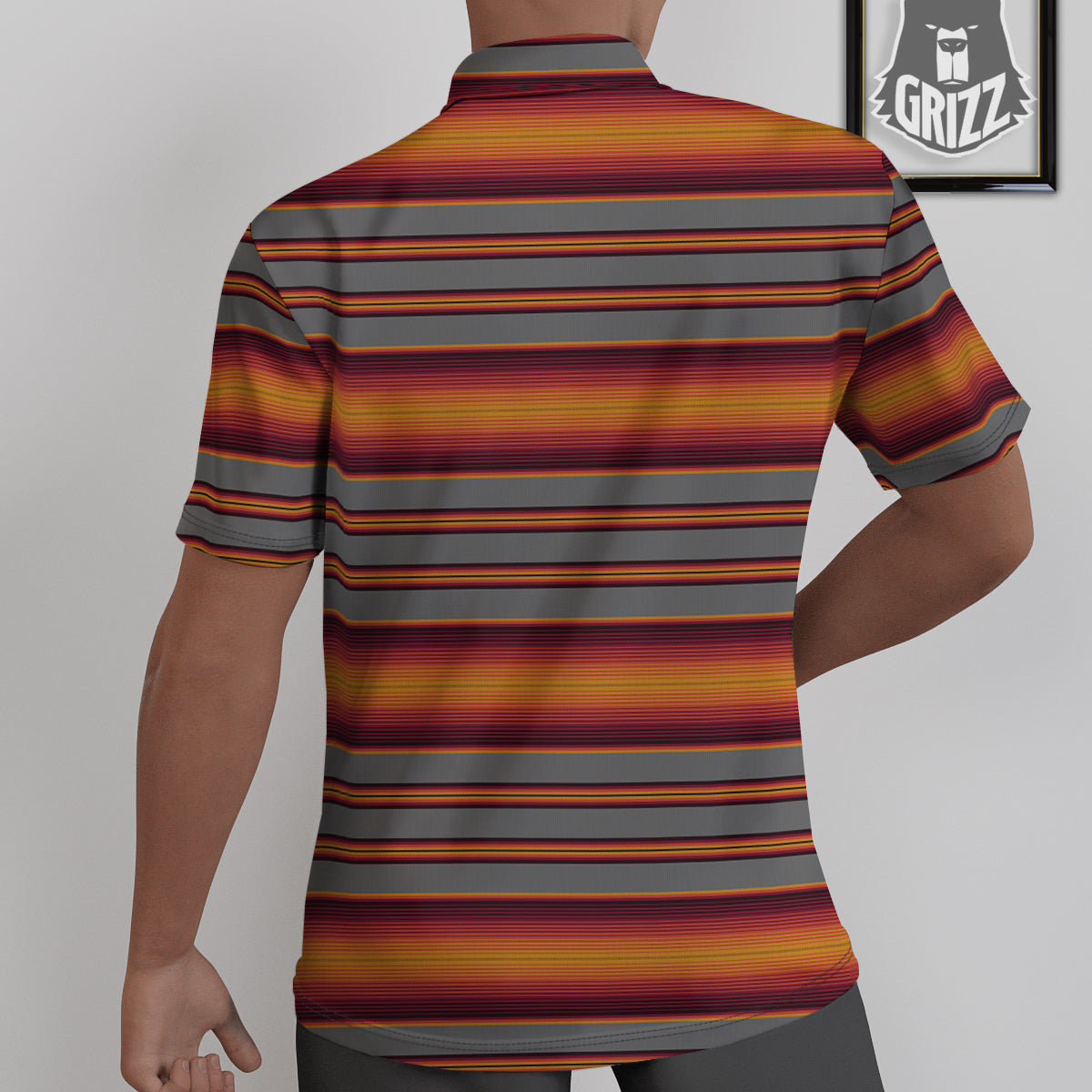 Mexican Serape Grey Orange Print Untucked Shirts-grizzshop