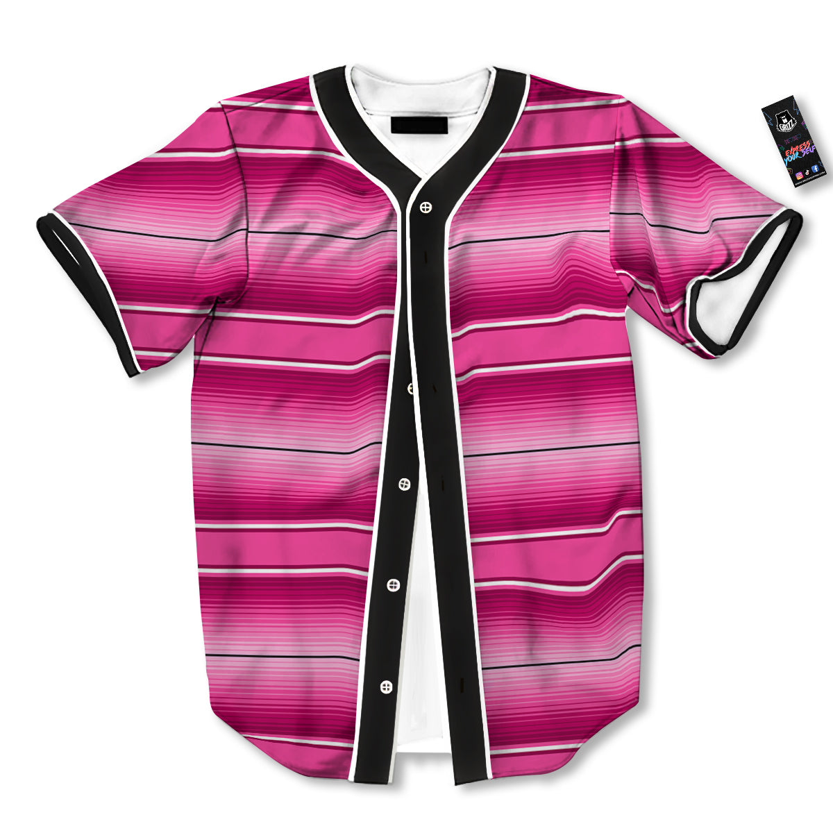 Mexican Serape Pink Print Baseball Jersey-grizzshop