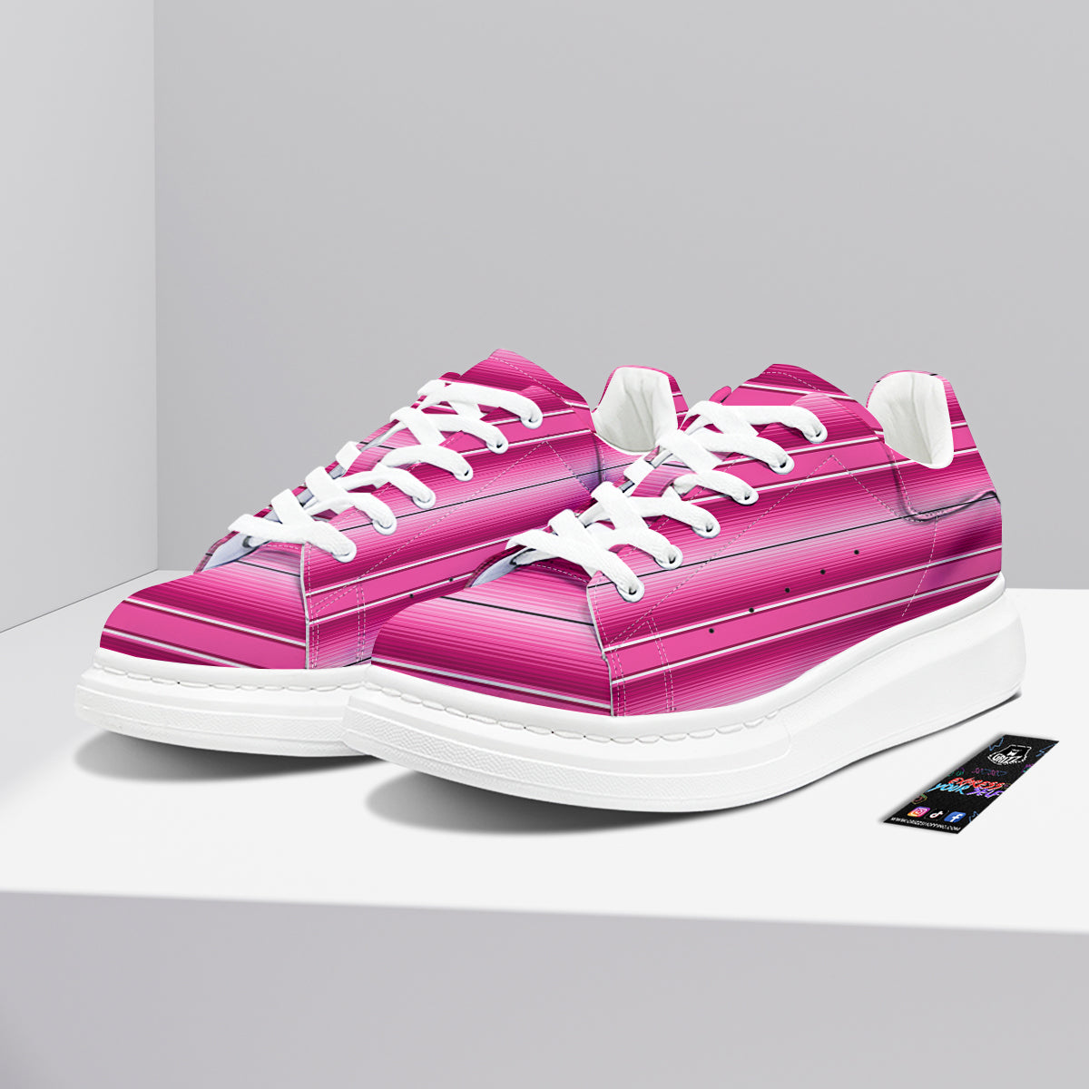 Mexican Serape Pink Print Platform Shoes-grizzshop