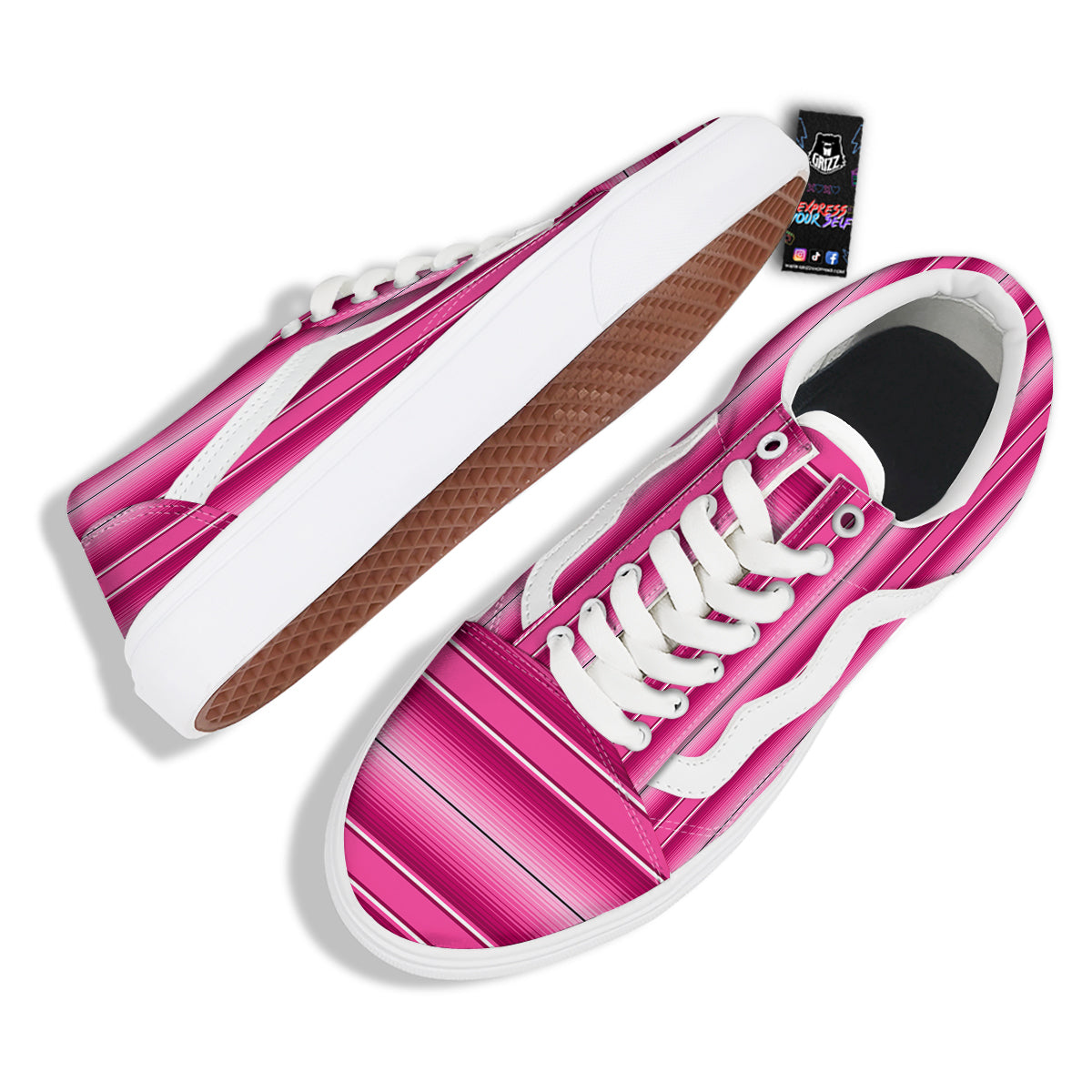 Mexican Serape Pink Print Skate Shoes-grizzshop