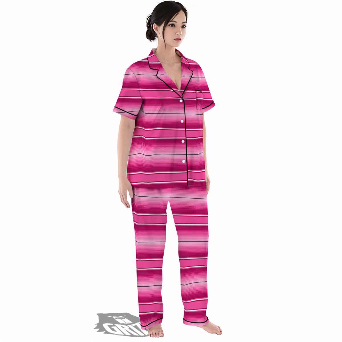 Mexican Serape Pink Print Women's Pajamas Set-grizzshop