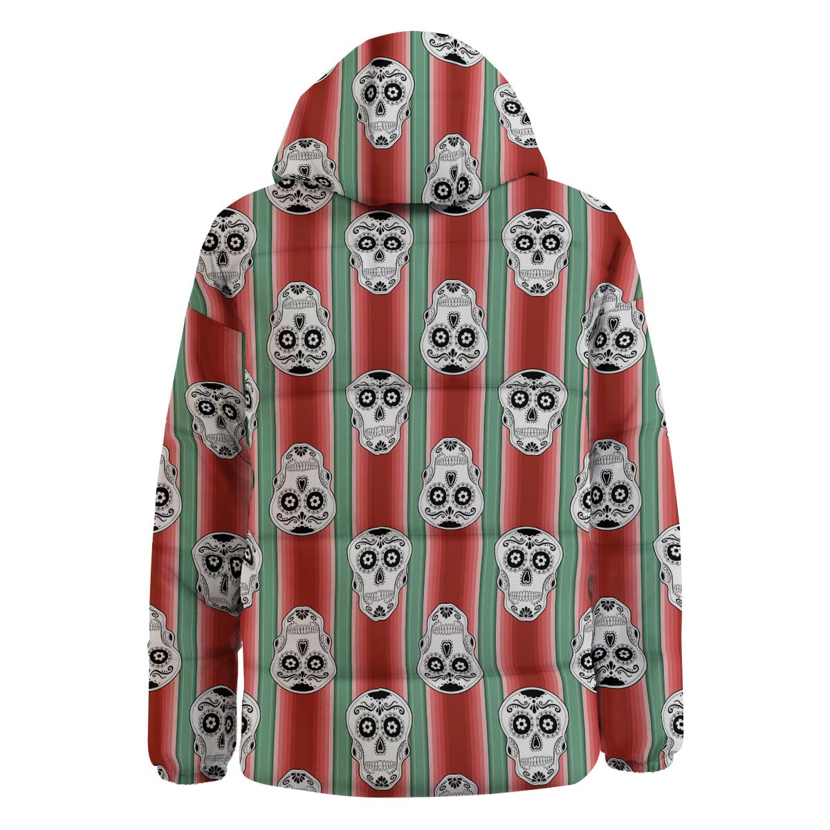 Mexican Serape Sugar Skull Print Pattern Down Jacket-grizzshop