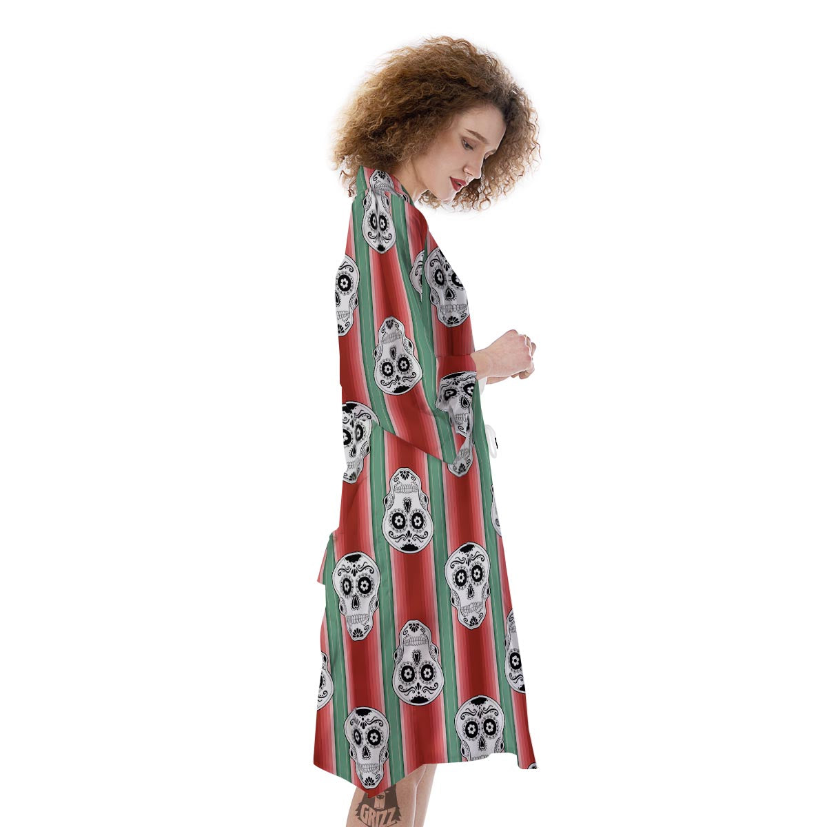 Mexican Serape Sugar Skull Print Pattern Kimono-grizzshop