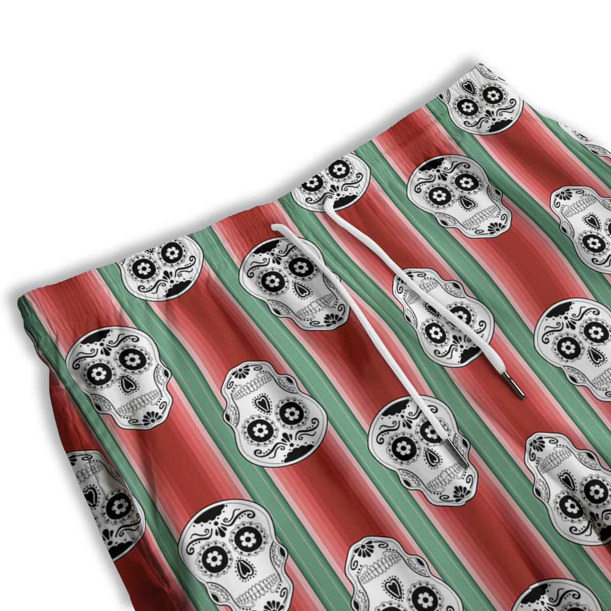 Mexican Serape Sugar Skull Print Pattern Men's Athletic Shorts