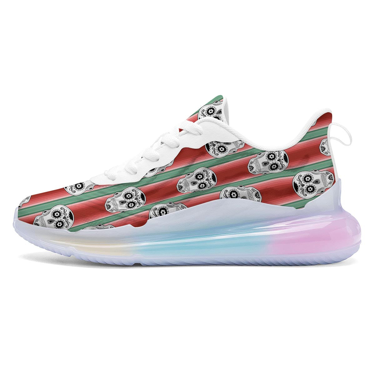 Mexican Serape Sugar Skull Print Pattern Running Sneakers-grizzshop