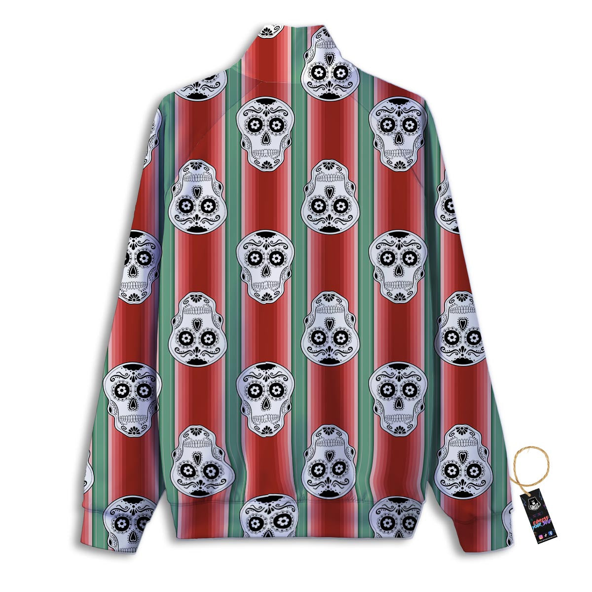 Mexican Serape Sugar Skull Print Pattern Track Jacket-grizzshop