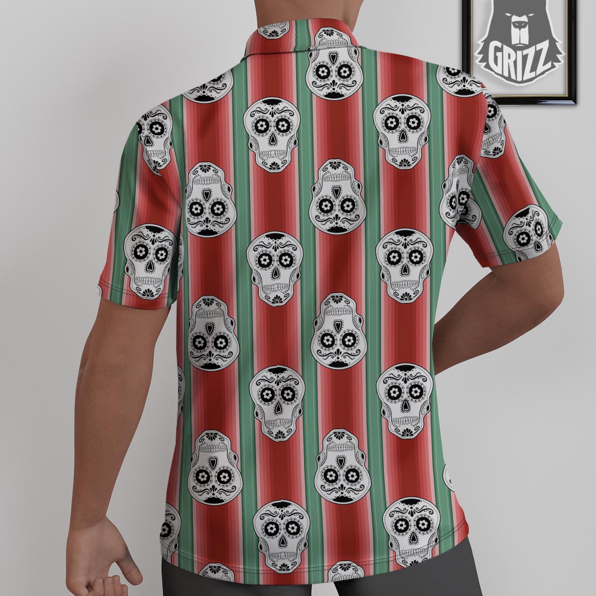 Mexican Serape Sugar Skull Print Pattern Untucked Shirts-grizzshop