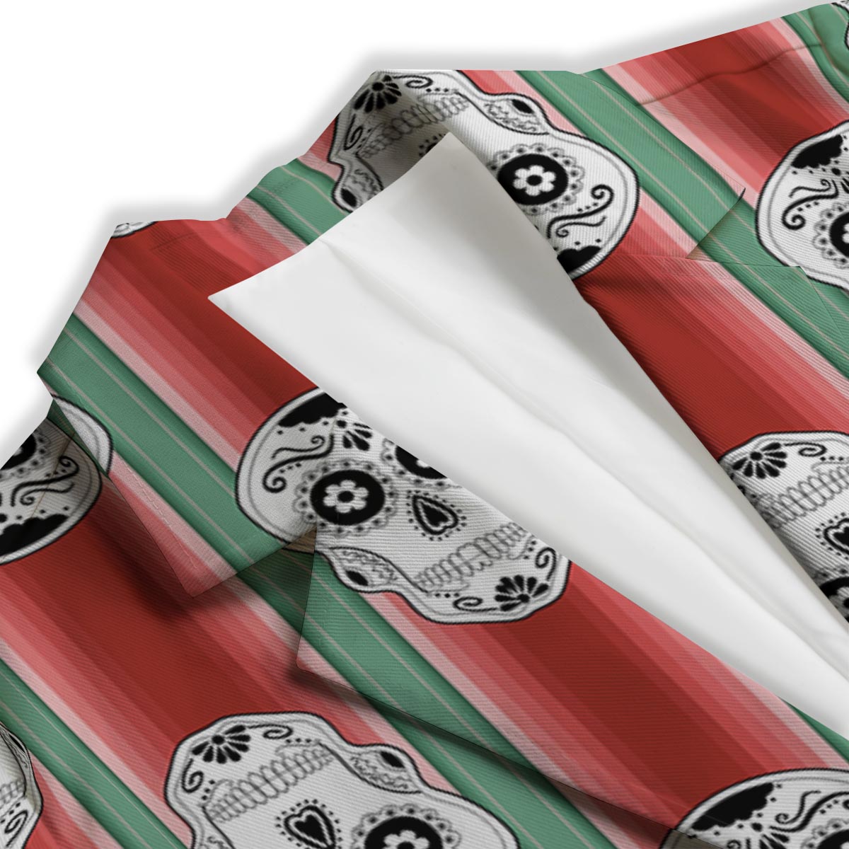 Mexican Serape Sugar Skull Print Pattern Women's Blazer-grizzshop