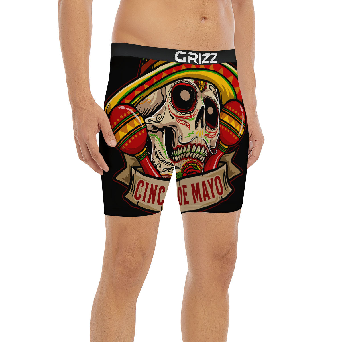 Mexican Skull Cinco de Mayo Print Boxer Briefs-grizzshop