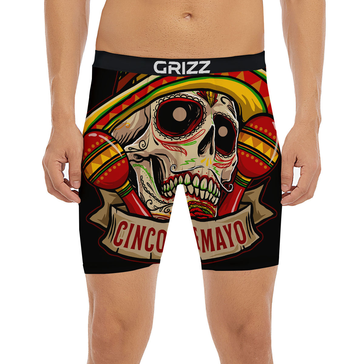 Mexican Skull Cinco de Mayo Print Boxer Briefs-grizzshop