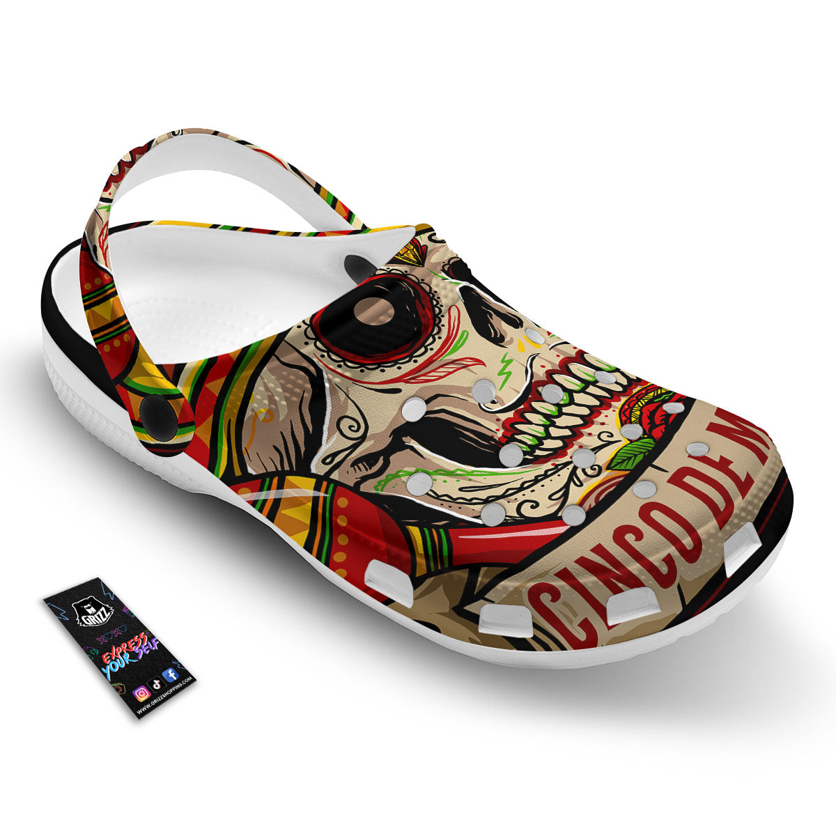 Mexican Skull Cinco de Mayo Print Clog-grizzshop
