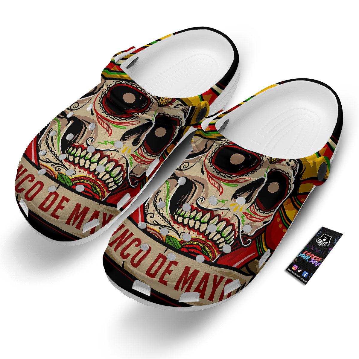 Mexican Skull Cinco de Mayo Print Clog-grizzshop