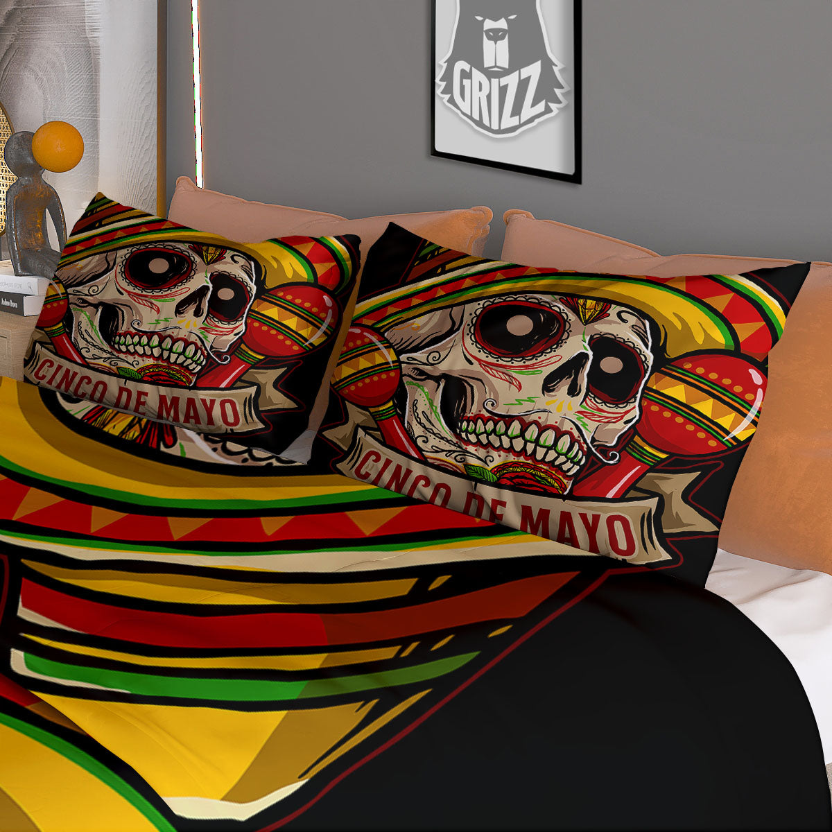 Mexican Skull Cinco de Mayo Print Duvet Cover Bedding Set