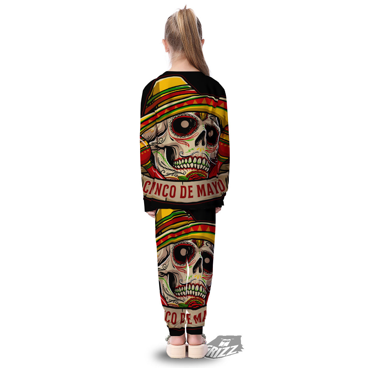Mexican Skull Cinco de Mayo Print Kid's Pajamas-grizzshop