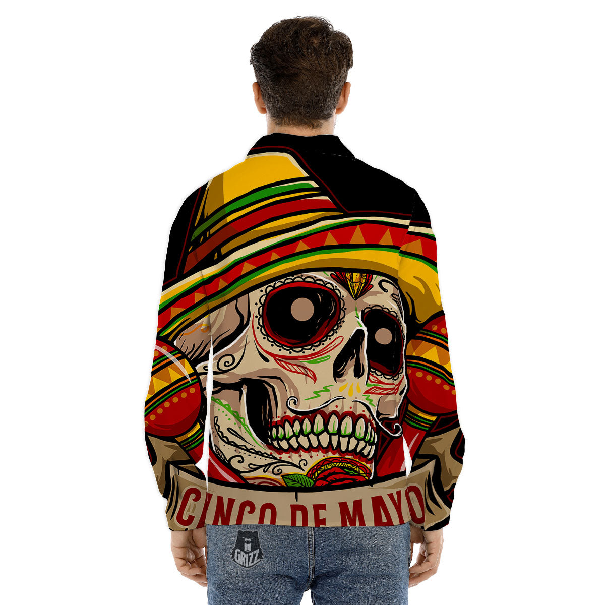 Mexican Skull Cinco de Mayo Print Men's Dress Shirts-grizzshop