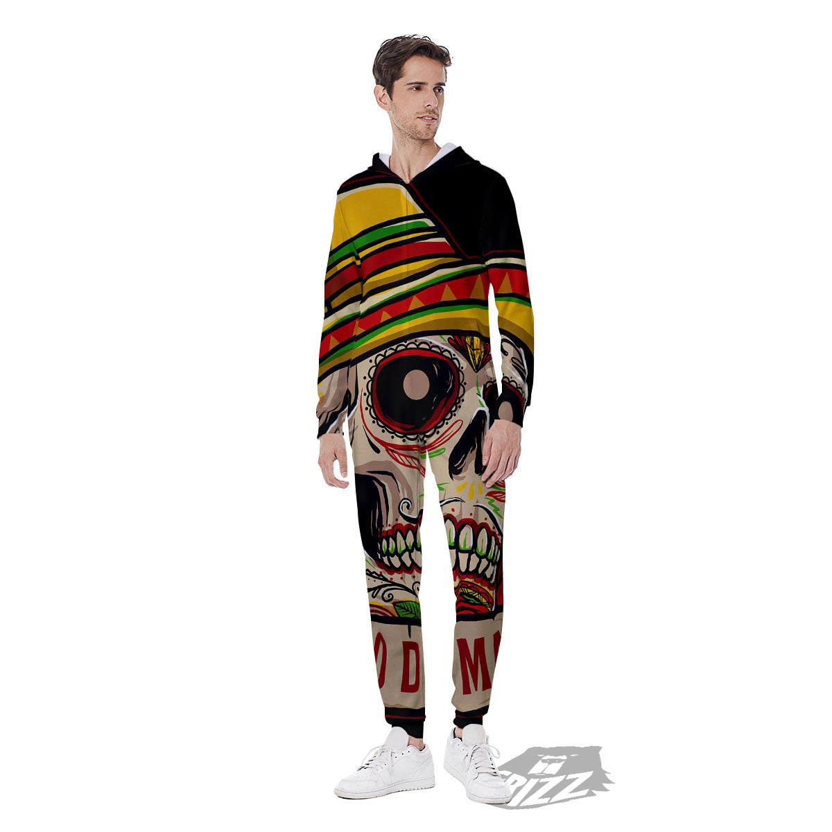 Mexican Skull Cinco de Mayo Print Men's Jumpsuit-grizzshop