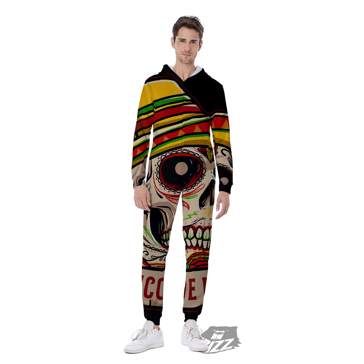Mexican Skull Cinco de Mayo Print Men's Jumpsuit-grizzshop