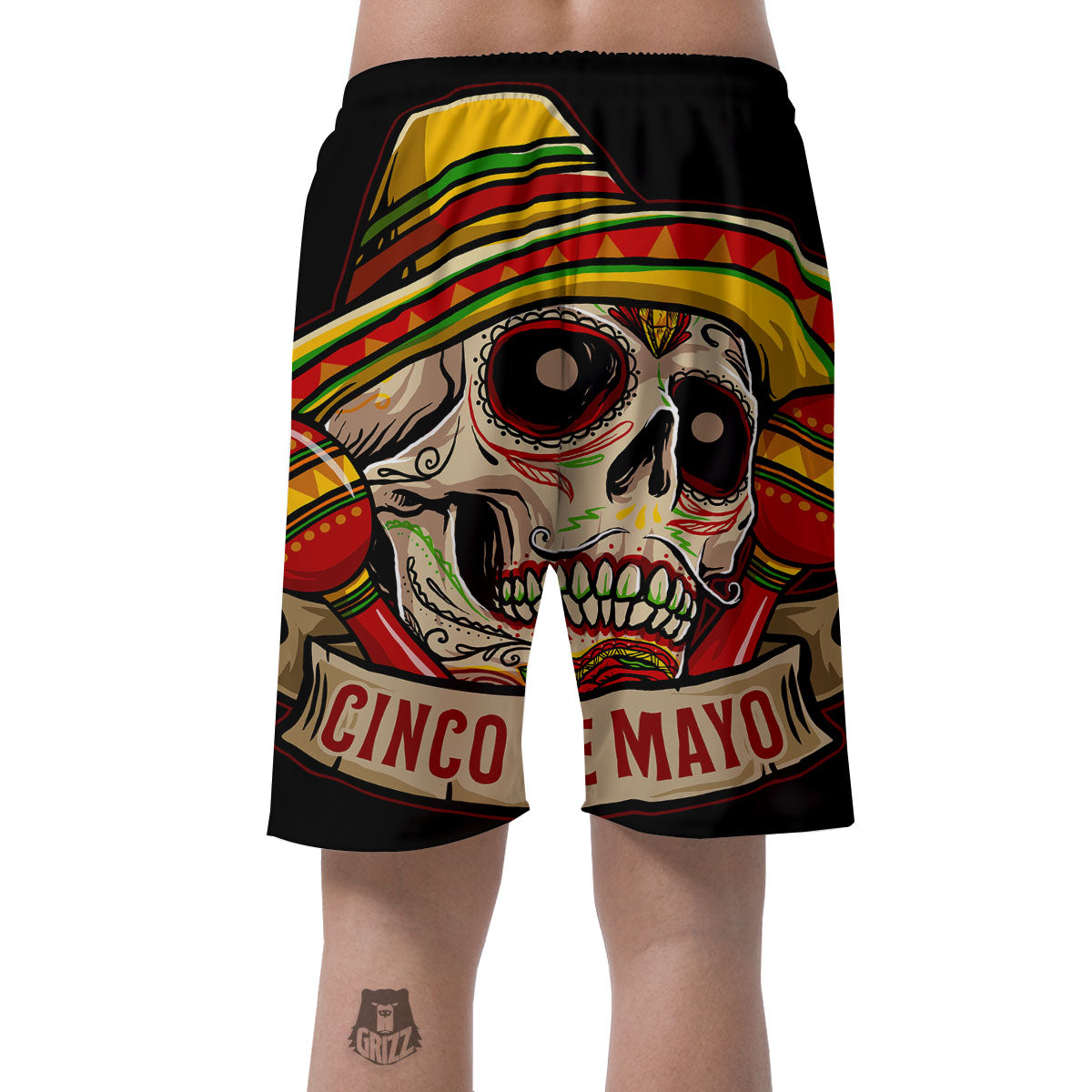 Mexican Skull Cinco de Mayo Print Men's Shorts-grizzshop