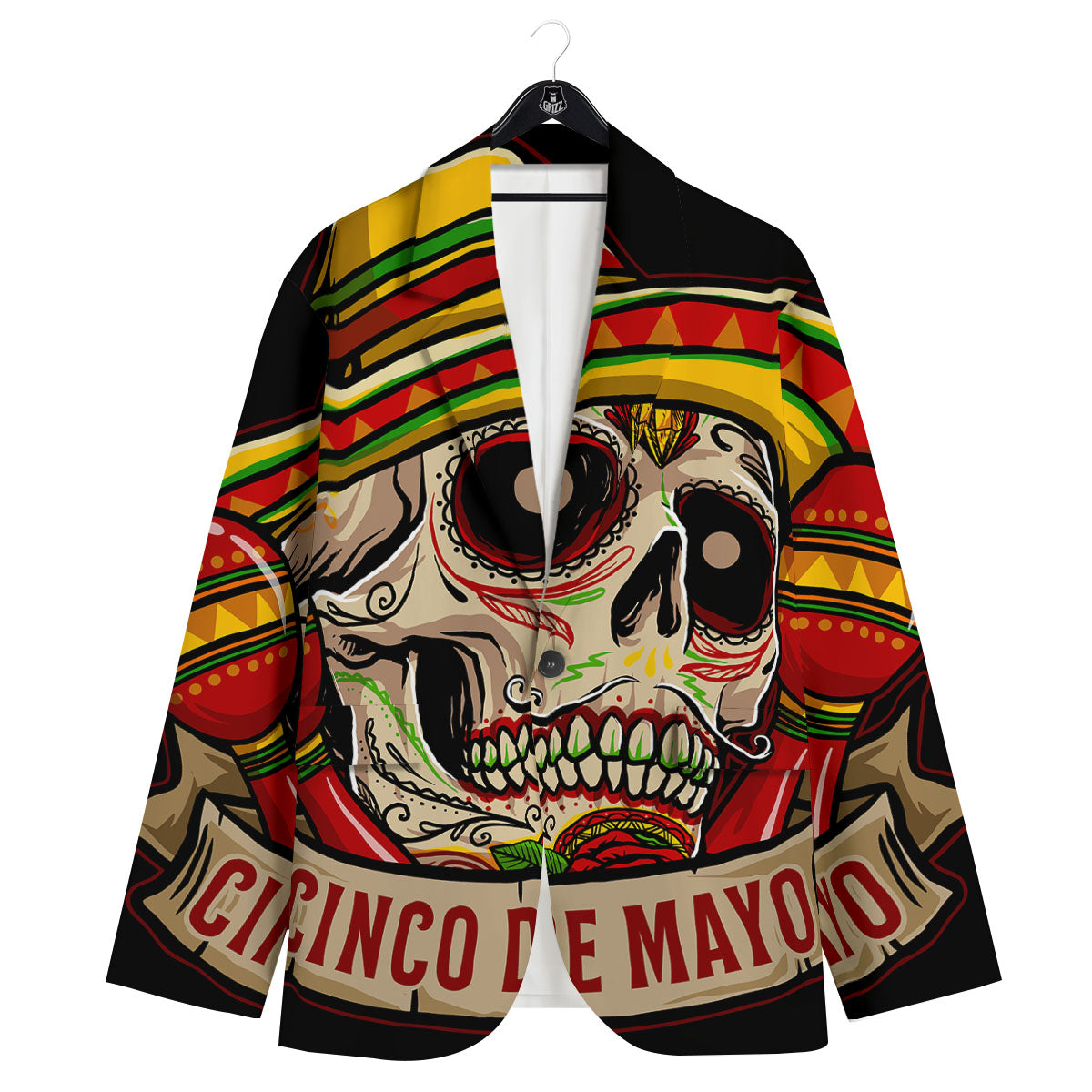 Mexican Skull Cinco de Mayo Print Men's Sport Coat-grizzshop