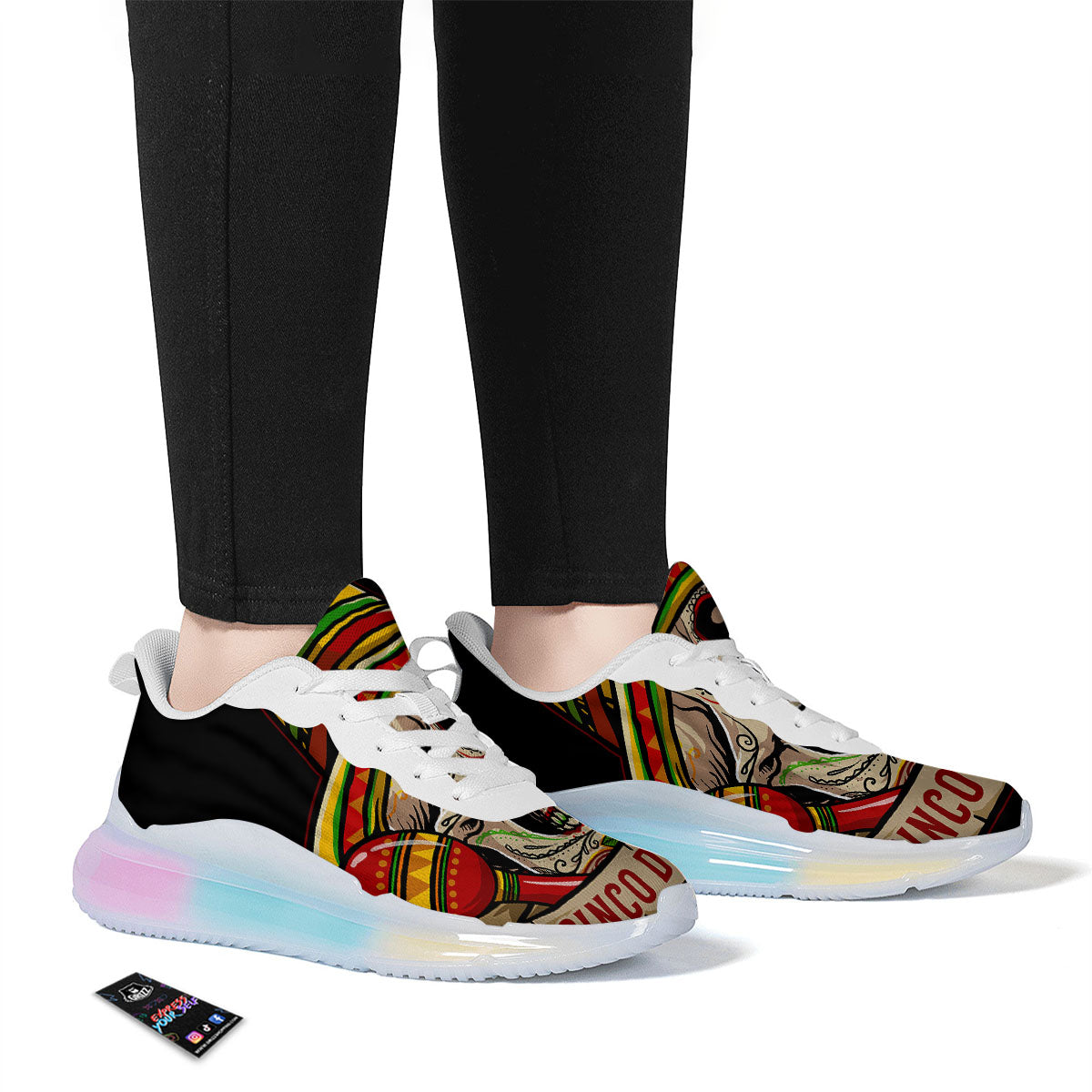 Mexican Skull Cinco de Mayo Print Running Sneakers-grizzshop