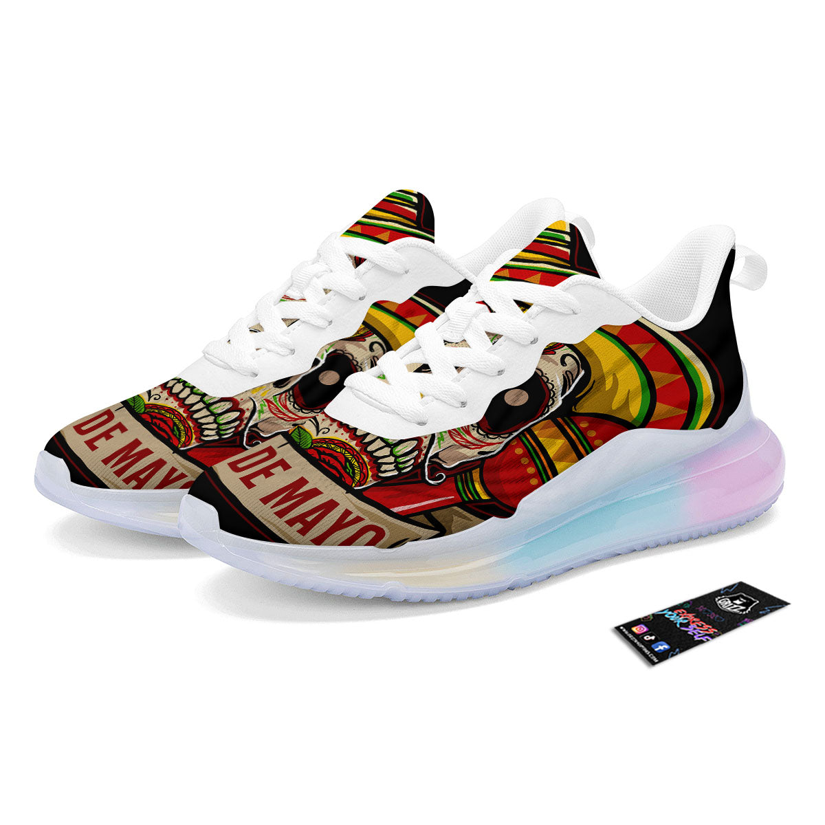 Mexican Skull Cinco de Mayo Print Running Sneakers-grizzshop