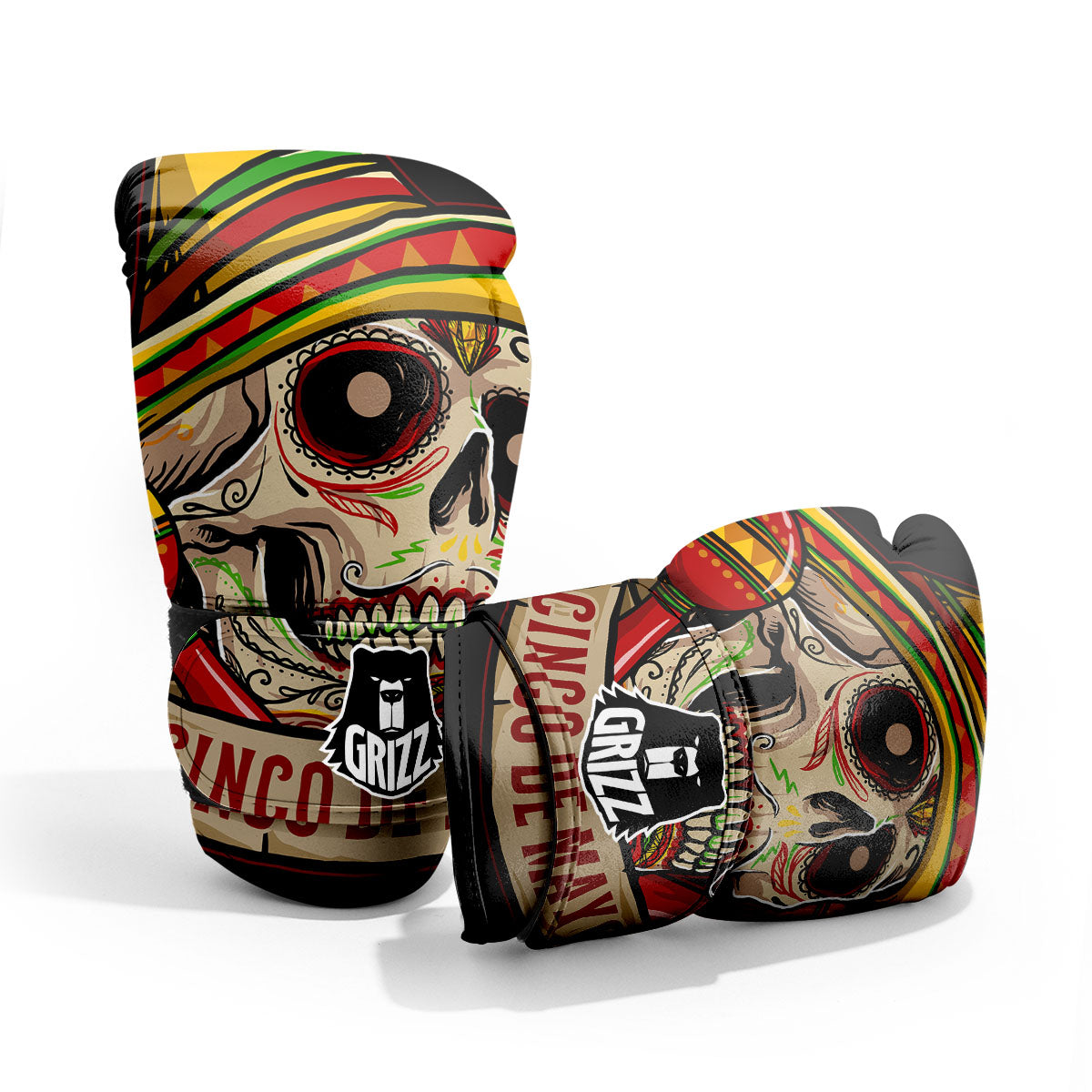 Mexican Skull Cinco de Mayo Print Pro Boxing Glove