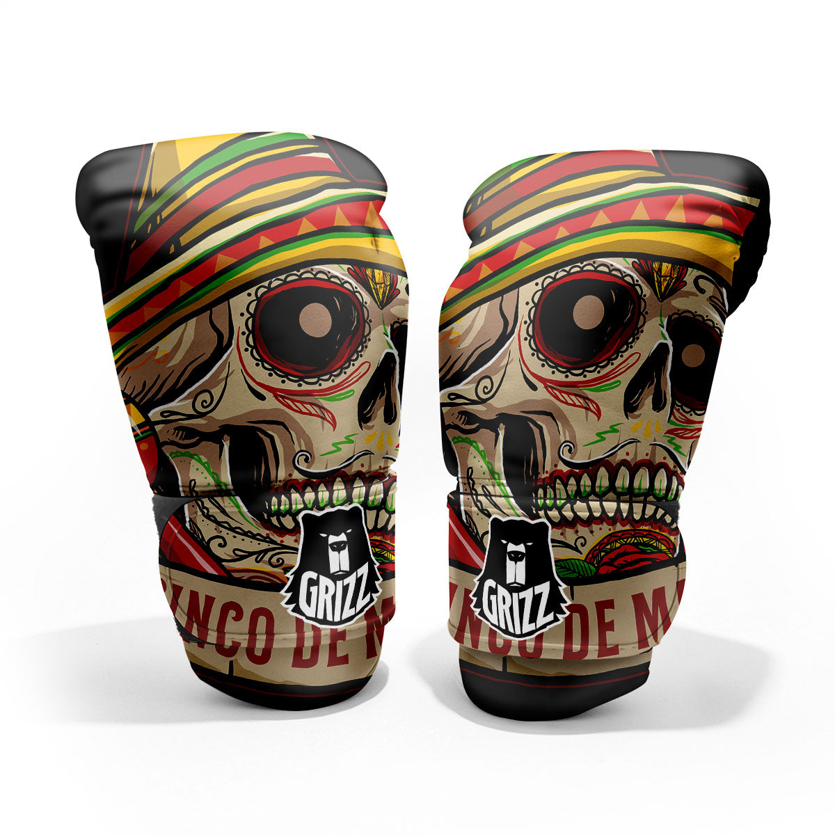 Mexican Skull Cinco de Mayo Print Pro Boxing Glove