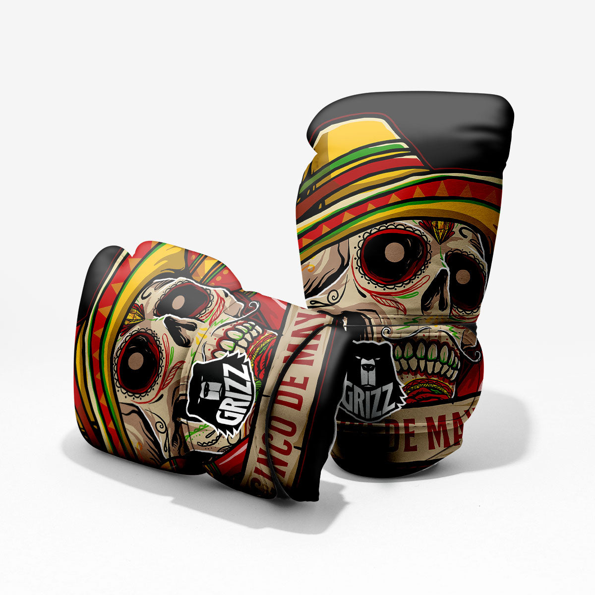 Mexican Skull Cinco de Mayo Print Pro Boxing Glove