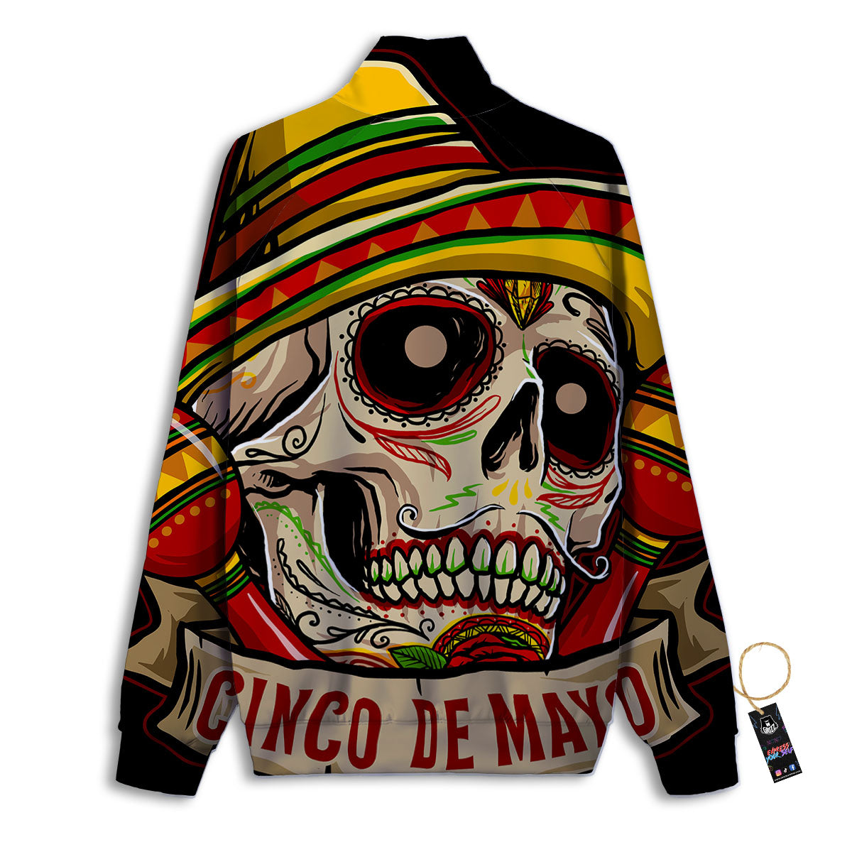 Mexican Skull Cinco de Mayo Print Track Jacket-grizzshop