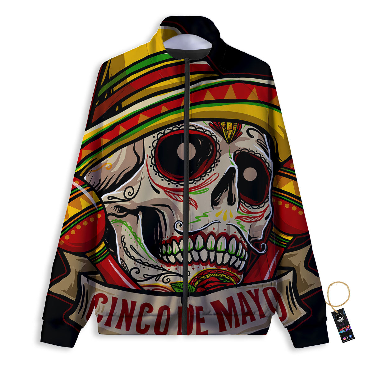 Mexican Skull Cinco de Mayo Print Track Jacket-grizzshop
