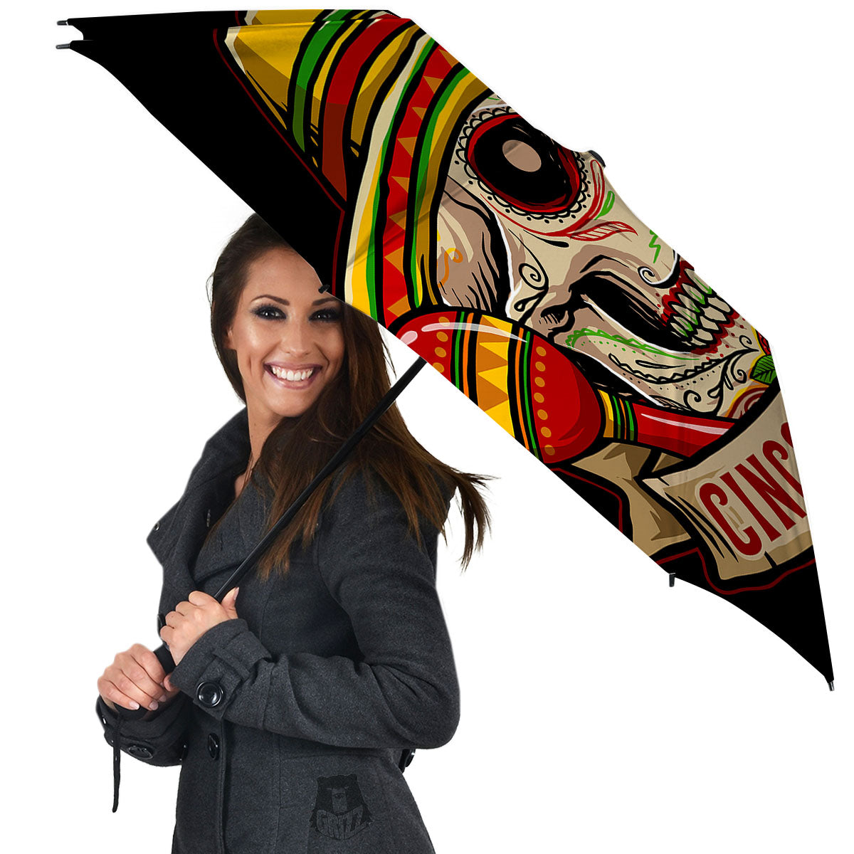 Mexican Skull Cinco de Mayo Print Umbrella-grizzshop