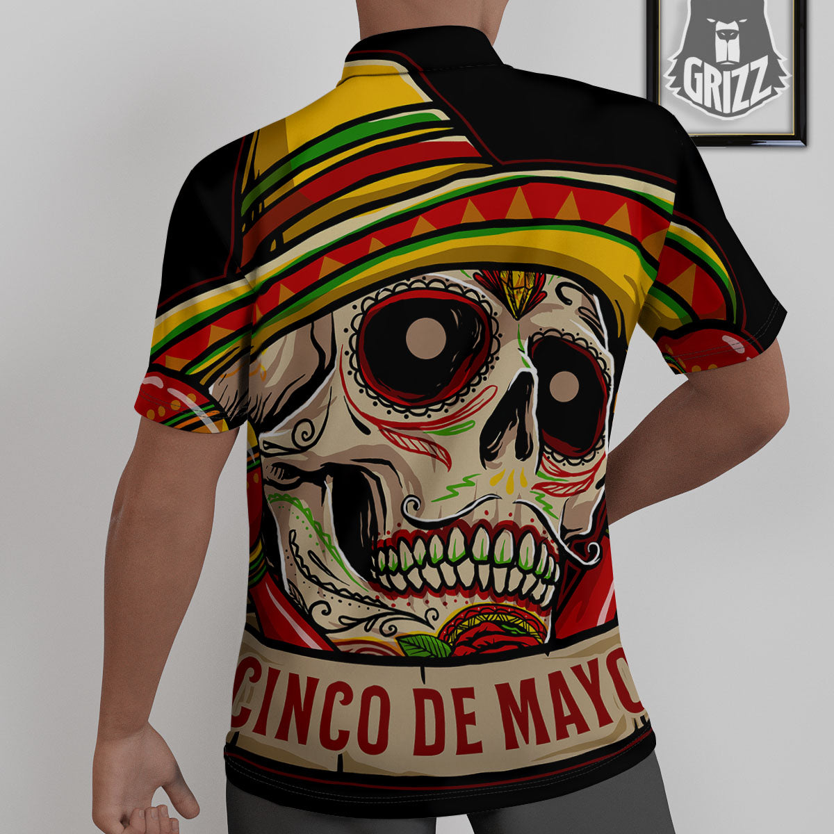 Mexican Skull Cinco de Mayo Print Untucked Shirts-grizzshop