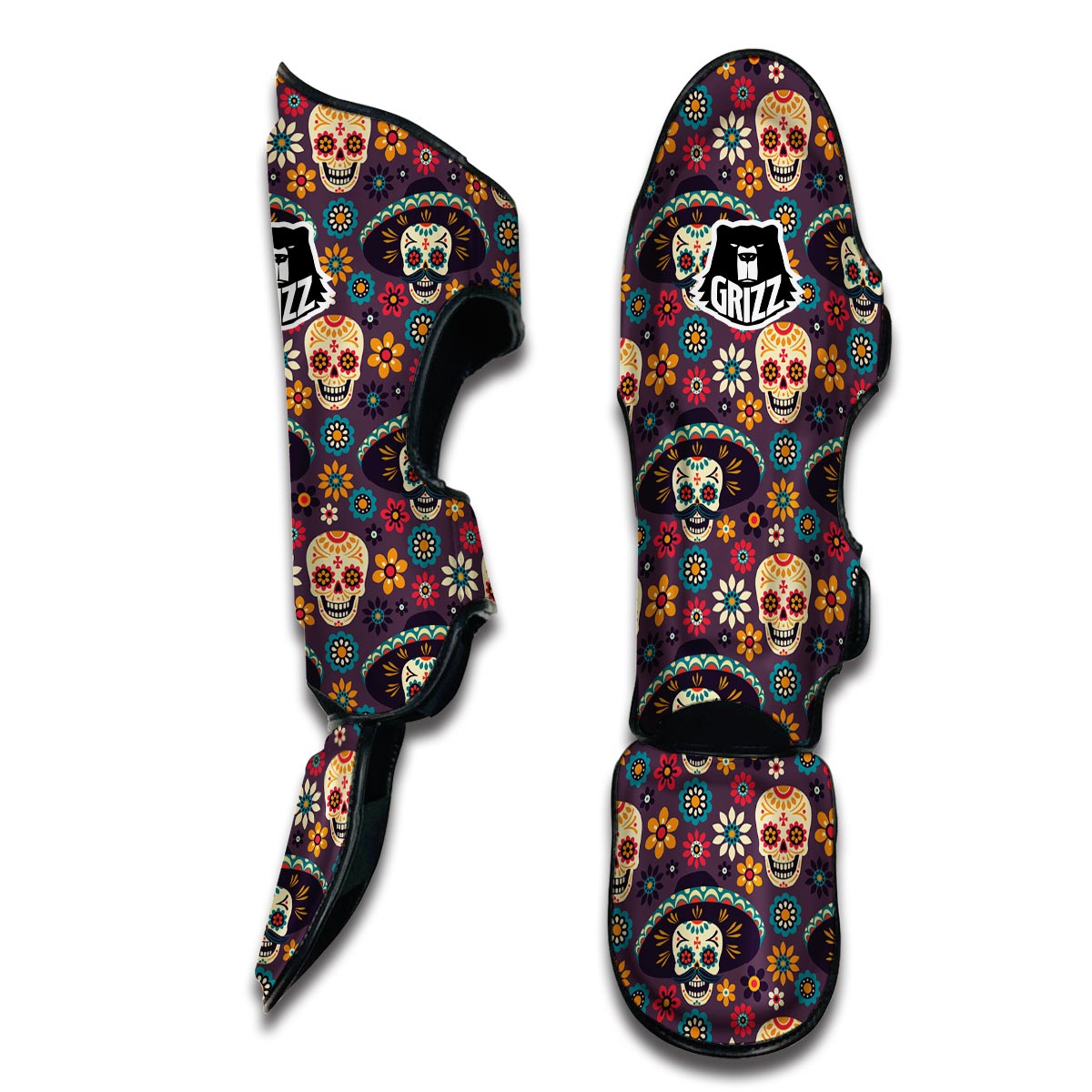 Mexican Skull Muay Thai Shin Guards-grizzshop