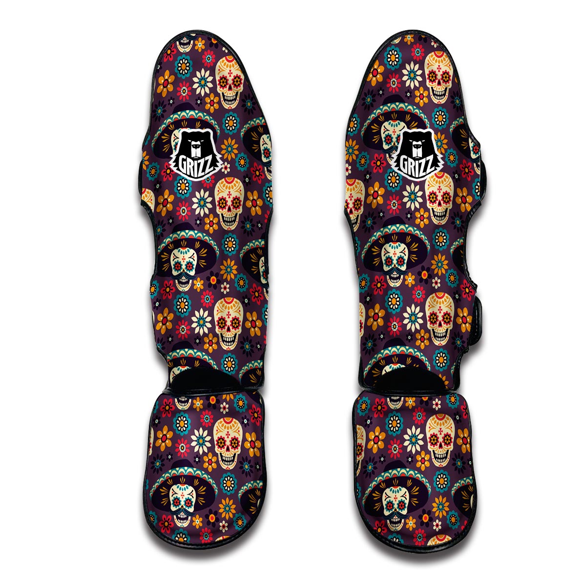 Mexican Skull Muay Thai Shin Guards-grizzshop