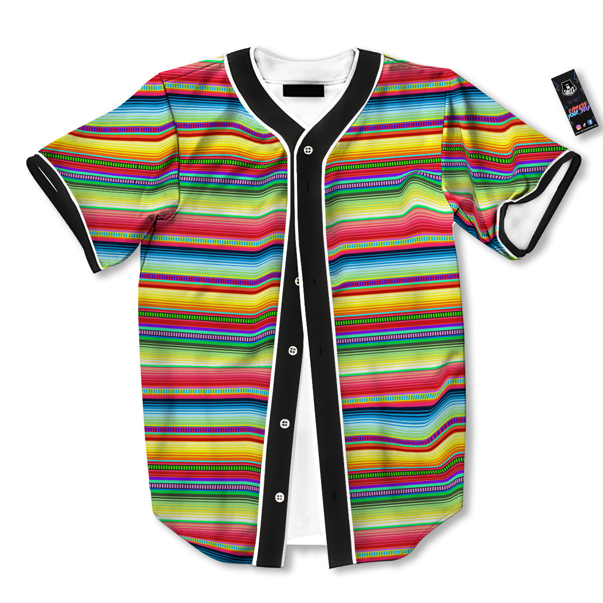 Mexican Stripe Cinco De Mayo Print Baseball Jersey-grizzshop
