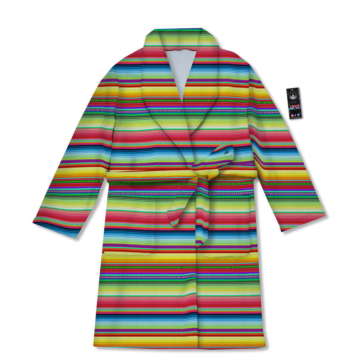 Mexican Stripe Cinco De Mayo Print Bathrobe-grizzshop