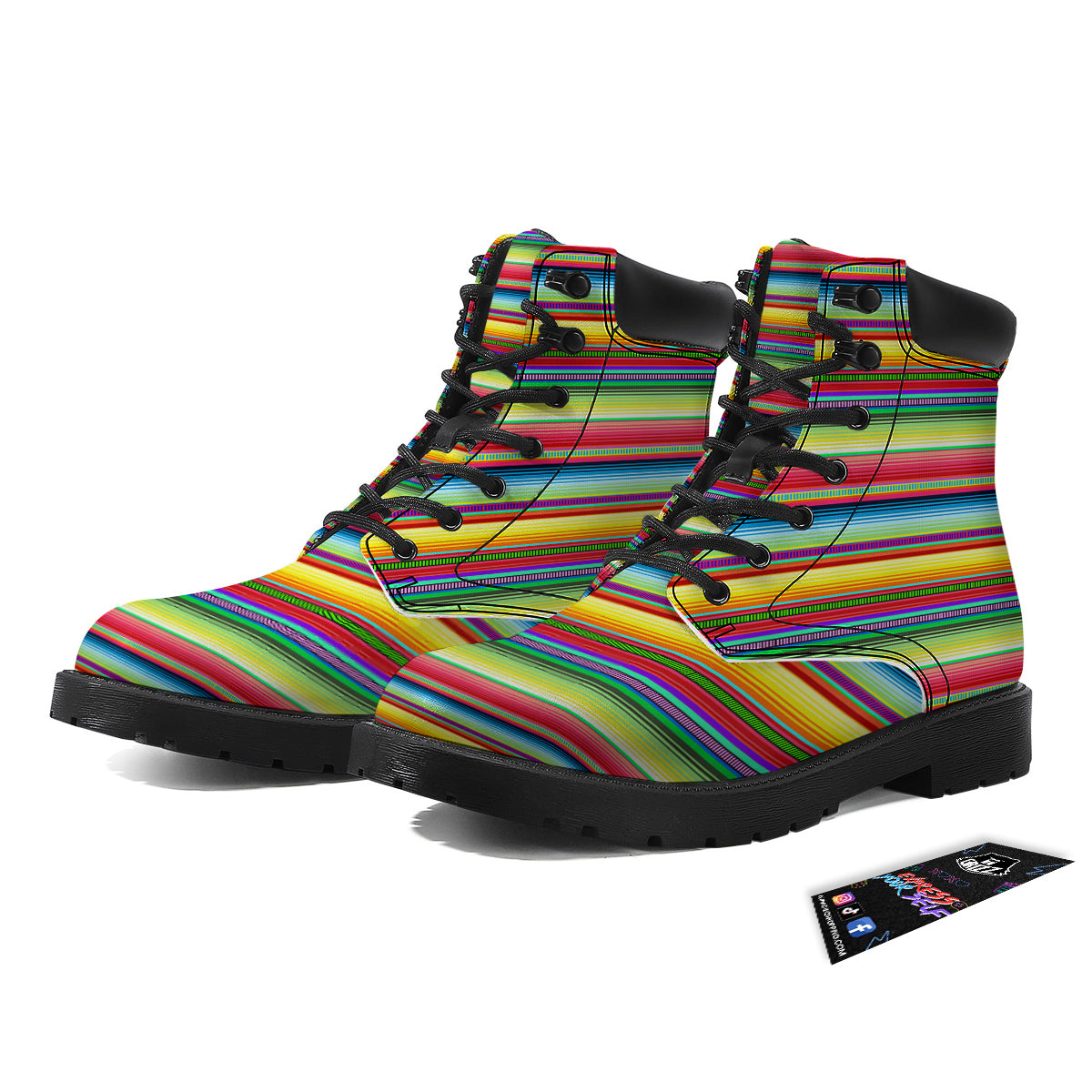 Mexican Stripe Cinco De Mayo Print Boots-grizzshop